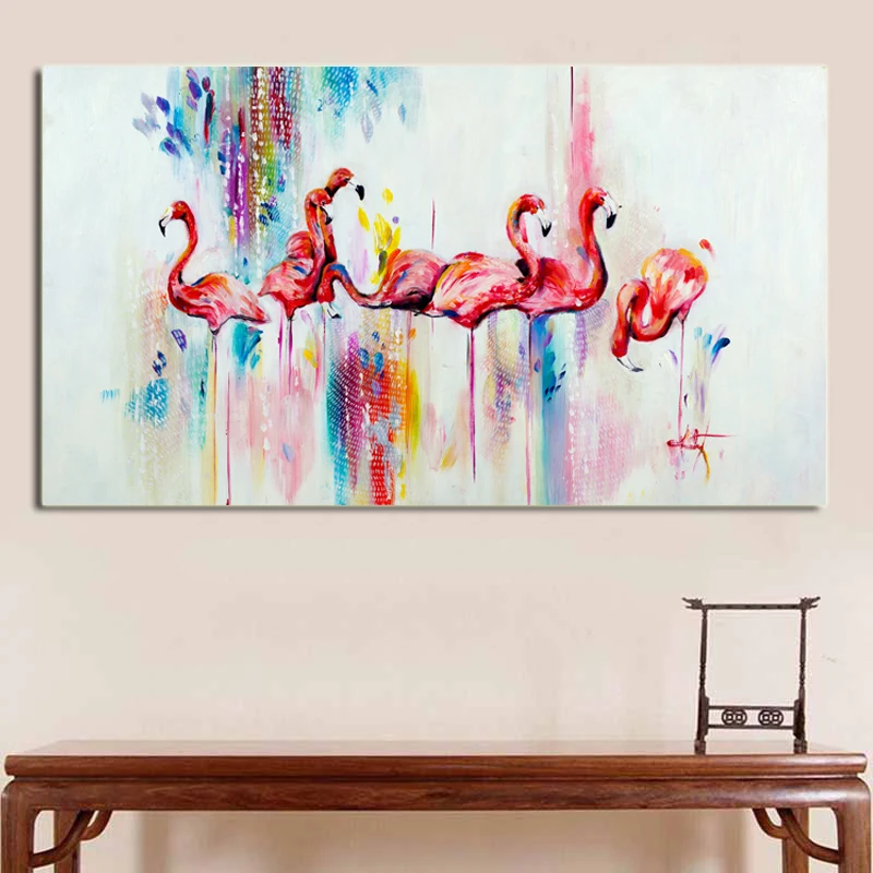 RELIABLI Watercolor Flamingo Decorative Painting Canvas Prints and Posters Nordic Animal Wall Pictures For Living Room Unframed