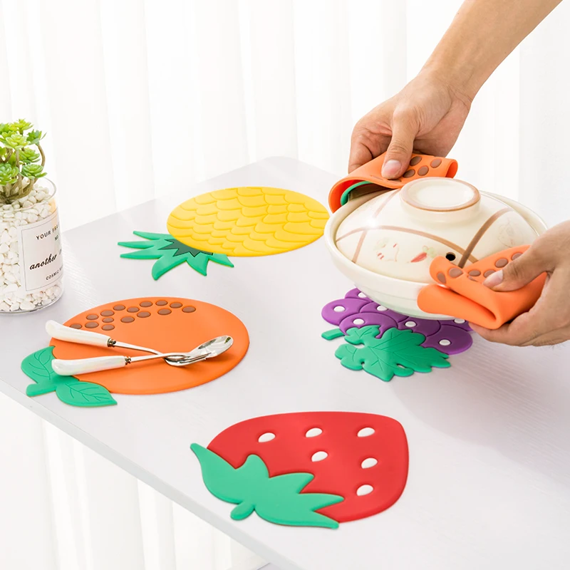

Creative Fruit Shape Silicone Placemat Table Mat Household Insulation Pad Dish Pot Mat Coaster Silicone Anti-scalding Mats