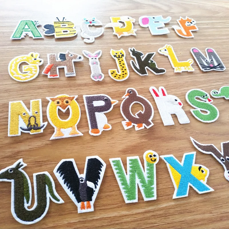 

Sell Letter Cartoon Badge hot Melt Adhesive Applique Embroidery patches DIY Sew On Brand Cloth Accessories Alphabet Patches