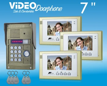 

ZHUDELE Internation quality 7" video door phone metal die-casting ,700TVL HD IR camera with Password and ID card unlock 1 V 3