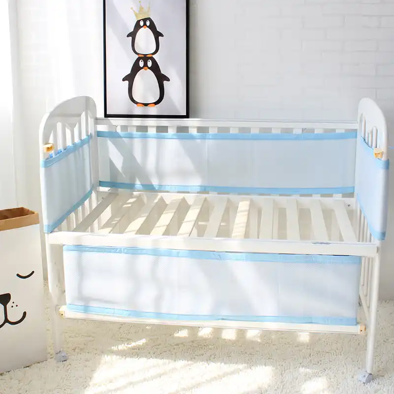 navy mesh crib bumper