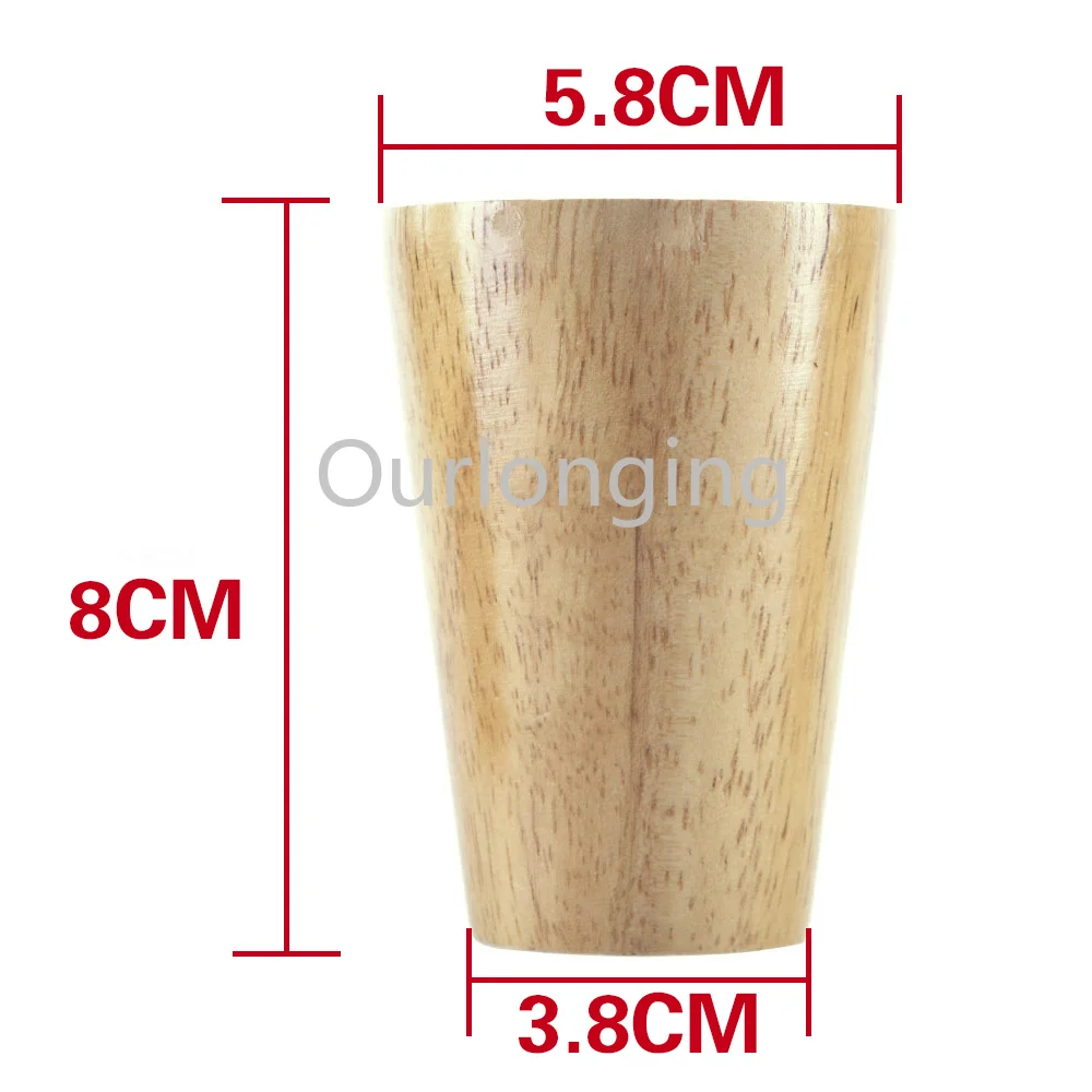 4 шт. натурального дерева надежный 80x58 x мм 38 мм деревянные ножки для мебели в форме конуса деревянные ножки с прокладками