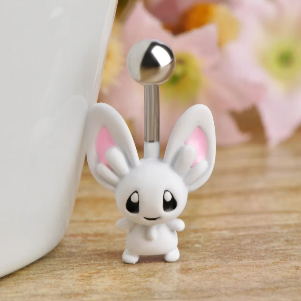 Женские кольца в форме кролика Funmor летние Колечки на пупок живота каваи