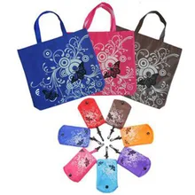 Foldable Shopping Bag Butterfly Flower Oxford Fabric Shoulder Bag Portable Eco-Friendly Grocery Bags Reusable Totefor Ladies