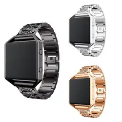 Часы с рамкой из горного хрусталя, браслеты на ремешке, декор для Fitbit Blaze Frame, часы с ремешком, браслет