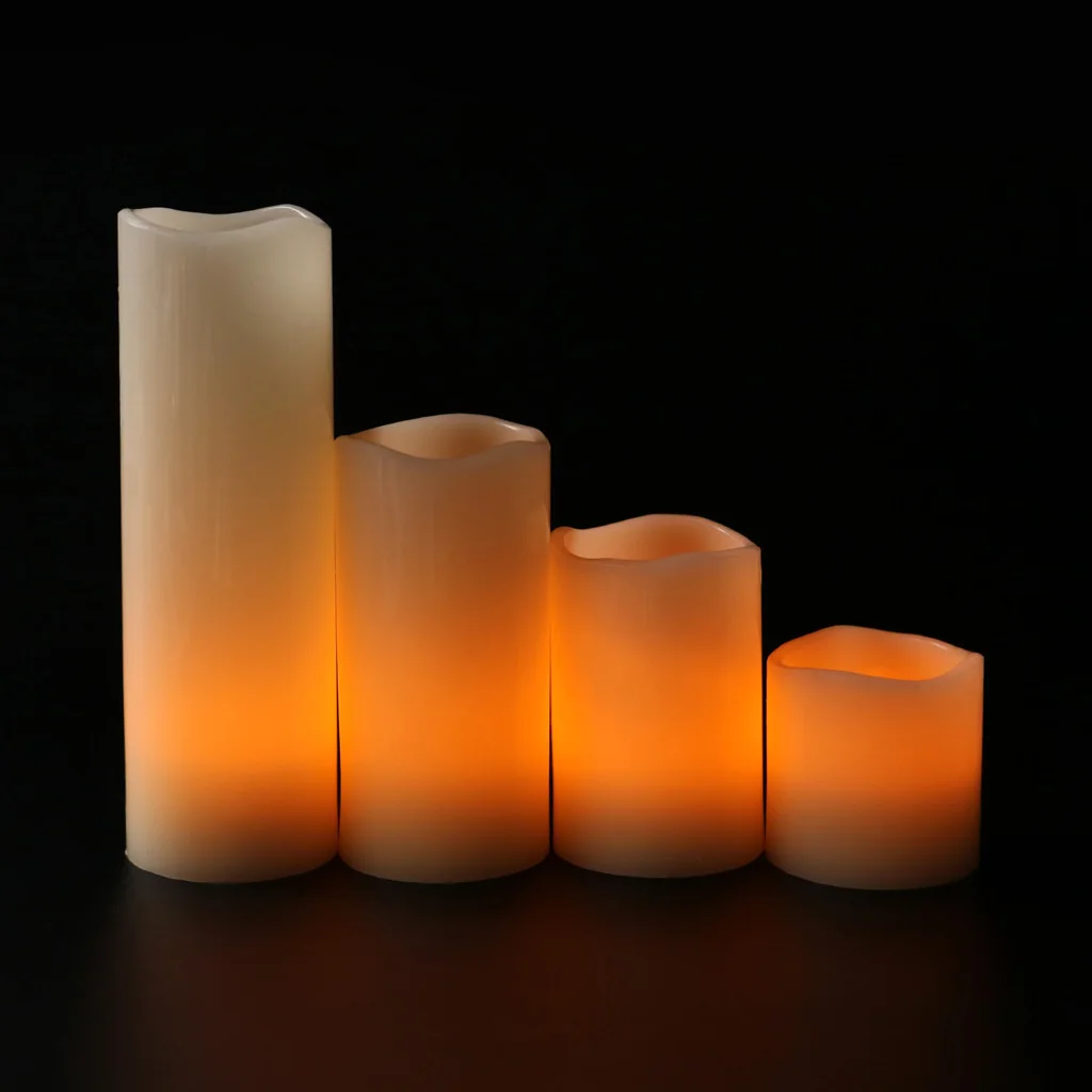 Buy 4pcs LED Flameless Candles Flickering Pillars