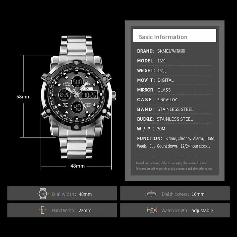 Многофункциональные защищенные часы с двойным дисплеем светящиеся спортивные электронные часы мужские красивый браслет часы с застежкой водонепроницаемые