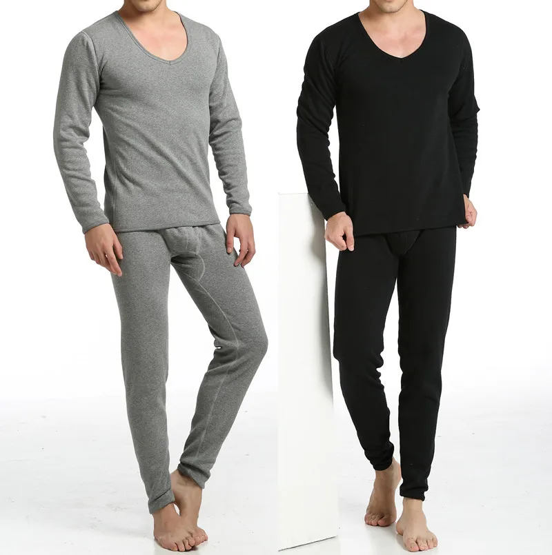 Winter Mens Warm Thermal Underwear Add Wool Long Johns Thermal