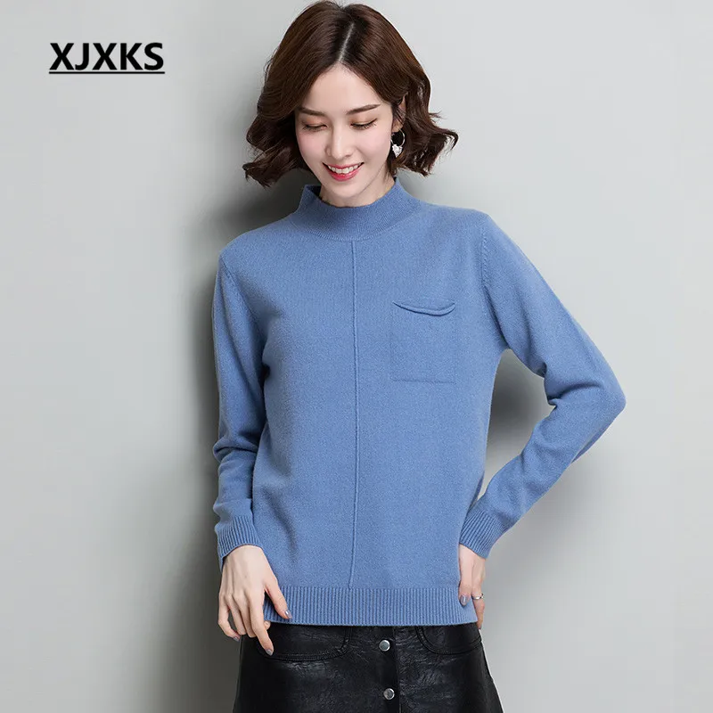 Xjxks Poche Chandail De Chaud kaki Taille 2019 Lâche Pu À Ciel Laine 100 Grande Mode Tricoter D'hiver Femmes Confortable Pull rose Femme Nouveau 7S7r0Yg