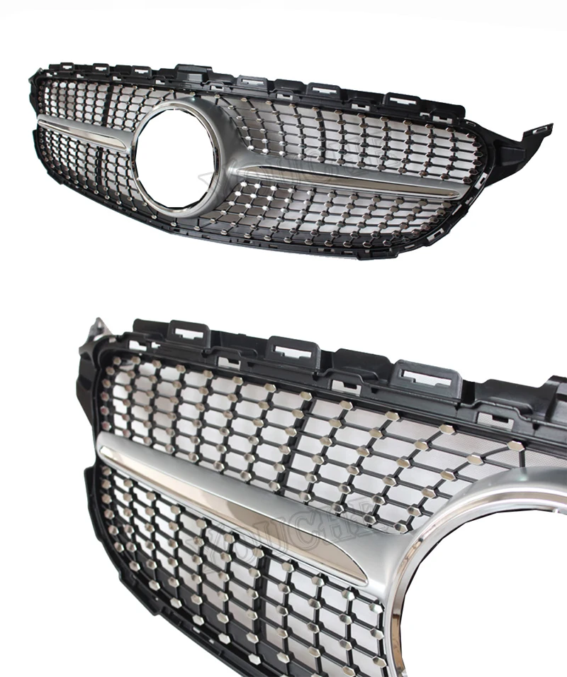 W205 бриллиантами решетка передний бампер решетка сетки для Mercedes W205 C Class A205 C205 S205 C300 C350- серебро