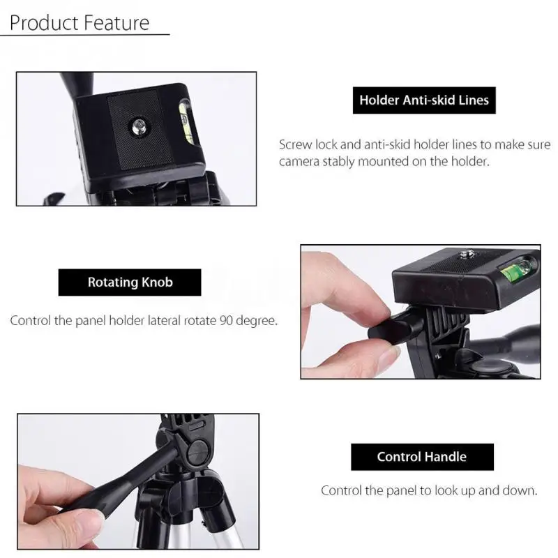  Tripod for phone 360 Horizontal Telescopic Camera Stand Ultra-portable Aluminun Adjustable Holder P