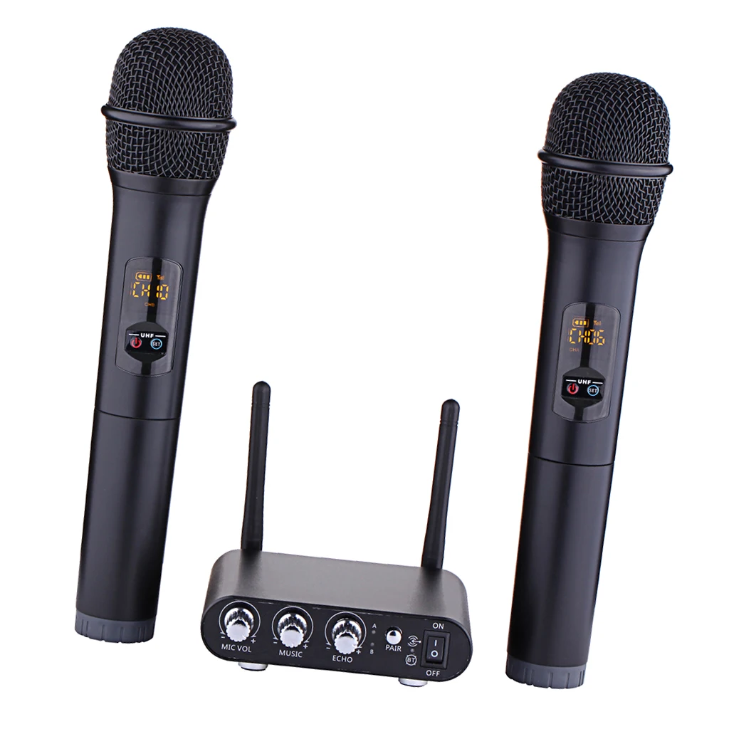 

Tooyful 1 Set Black UHF Wireless Handheld Microphone Mic for Stage Indoor Karaoke Party Wedding