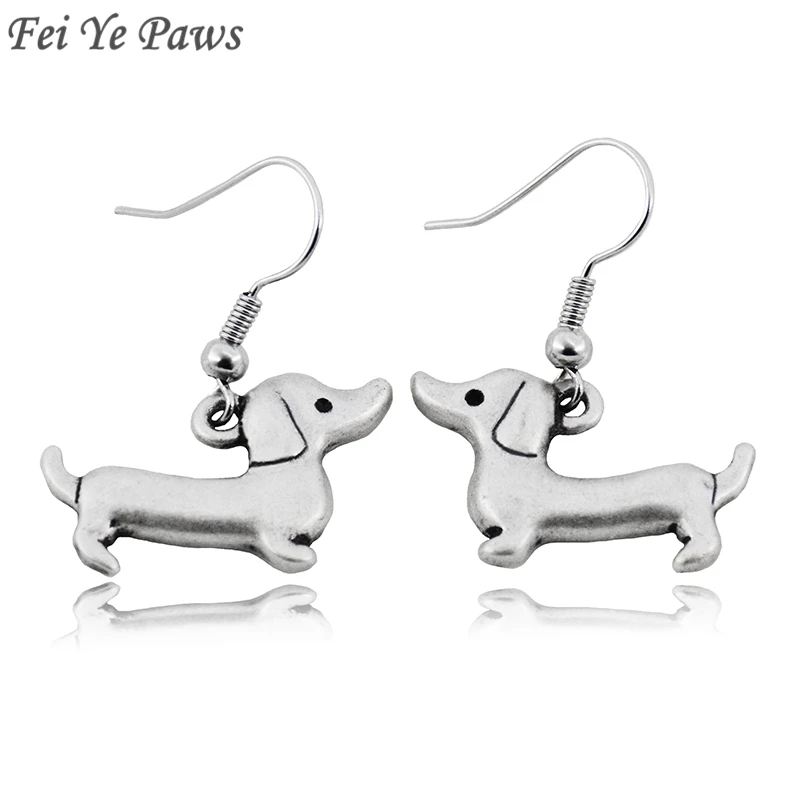 

Fei Ye Paws Vintage Silver Dachshund Dog Lover Drop Earring Best Lady Boho Earrings Big Statement Long Dangle Earrings For Women