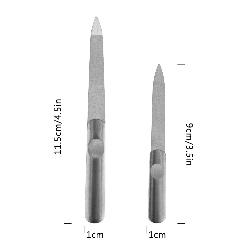 2 шт./компл. пилочка для ногтей Нержавеющая сталь буфера двухсторонний металлический шлифовальный крупы для маникюра и педикюра, фрезер для полировки ногтей инструменты для ногтей