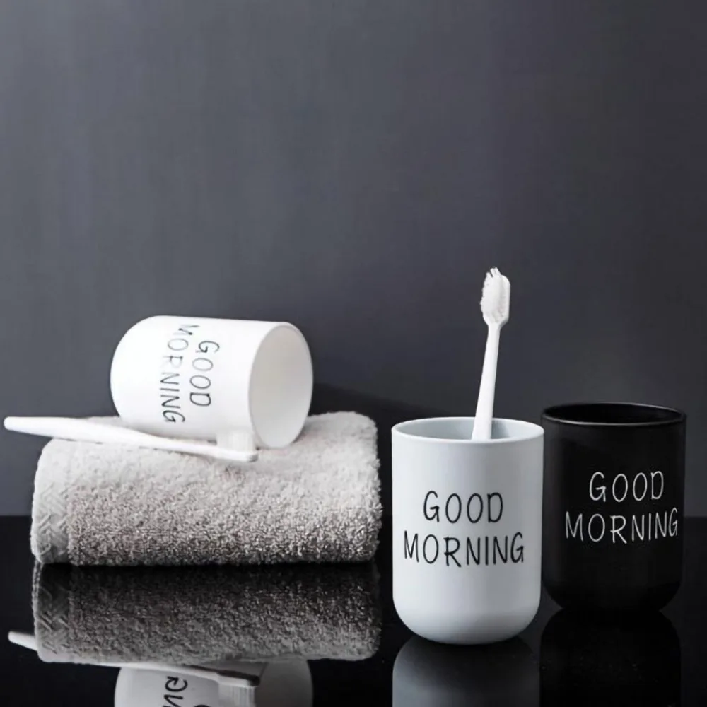 1 шт. пластиковая чашка для зубной щетки для ванной простая портативная пара футляр для зубной щетки хорошее утро ванная хранилище держатель* D