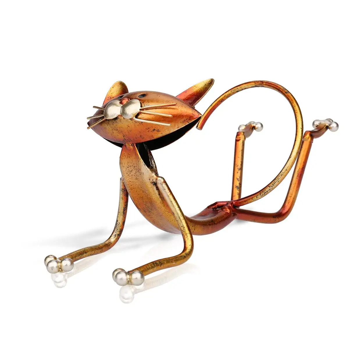 

Tooarts 3D Metal Yoga cat Figurines Wine holder Wine shelf Metal sculpture animal Art decoration Interior decoration Crafts
