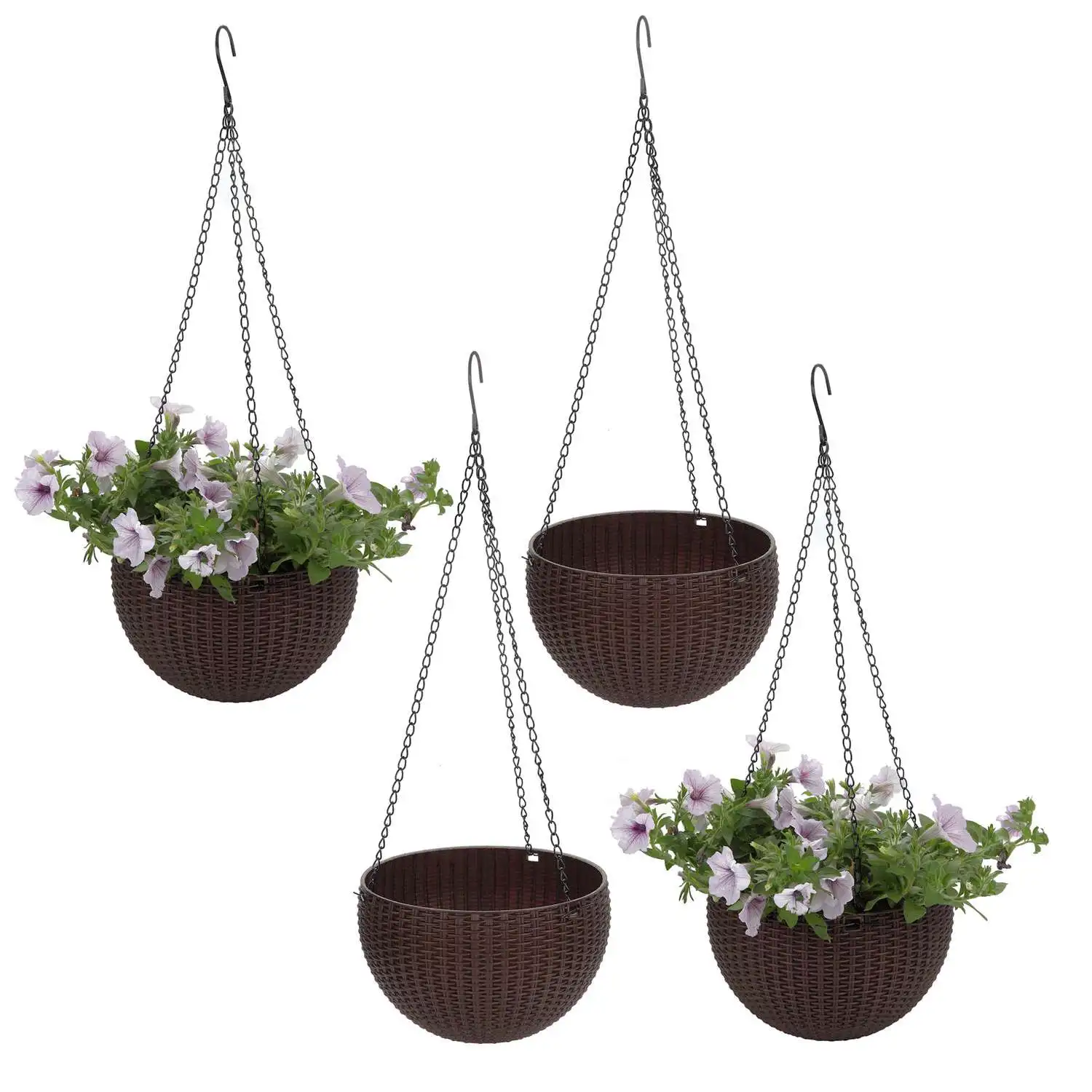 

Plastic Hanging Planter self watering flower pot Basket Round Flowerpot Plant Orchid Herb Holder Container garden decoration