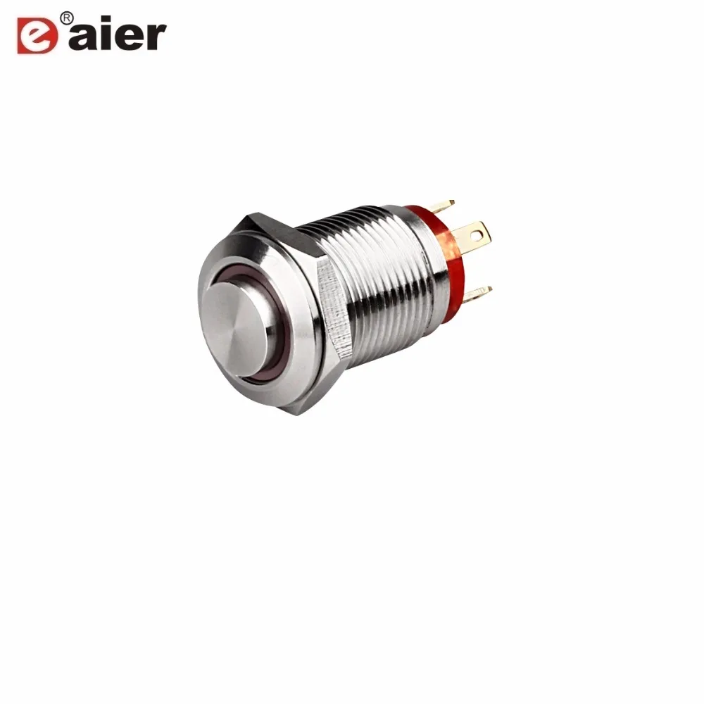

2Pcs 12mm Metal Push Button Switches 2A 250VAC 4 Pins SPST High Button OFF-(ON) T85 Switch With 12V/220 Volt Ring LED Light
