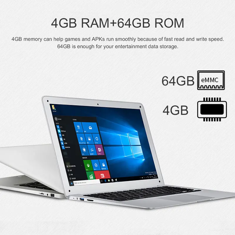 14,1 дюймов изысканный ноутбук Windows 10 Quad-core Intel Cherry Trail Z8350 4 ГБ 64 ГБ ультрабук Dual камера ноутбука
