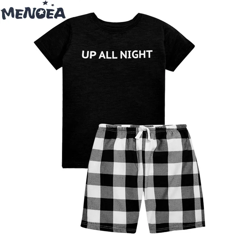 

Menoea Boys Clothing Sets 2019 New Summer Popular Short Sleeve Letter T-Shirt+Plaid Shorts Sets Hot Sale Kids Suit 3-7Years Old