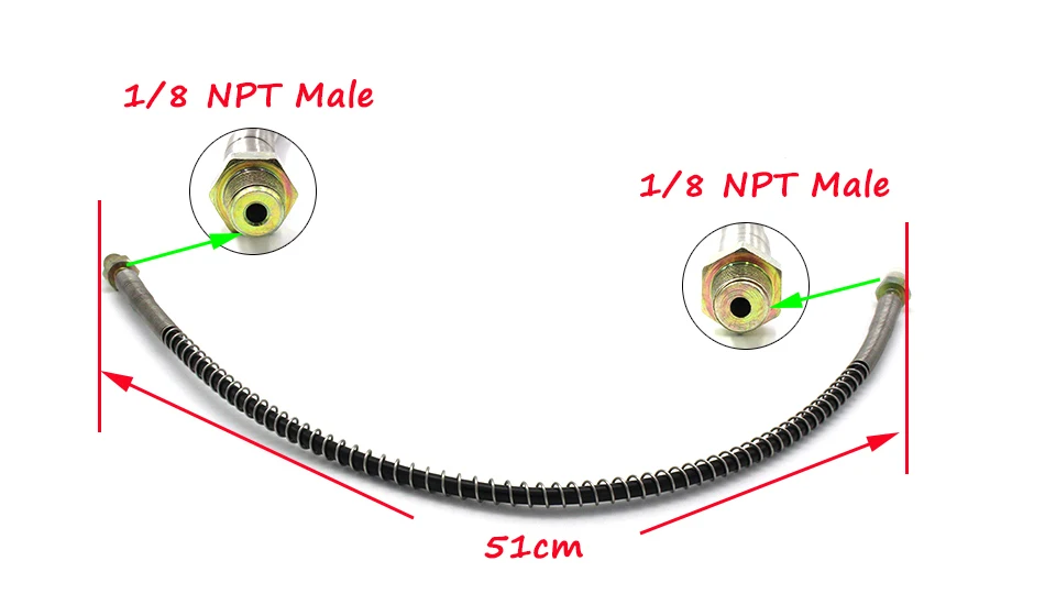 Qupb Пейнтбол высокого Давление шланг с весной завернутый 51 см длинные 1/8NPT наружная резьба HSP002