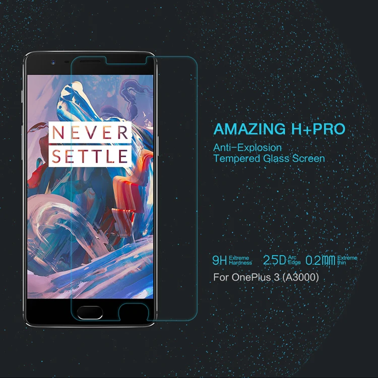 Tempered Glass for OnePlus 3 Nillkin H+ Pro 2.5 D Round Edge 0.2mm Screen Protector OnePlus3 A3000 Film | Мобильные телефоны и