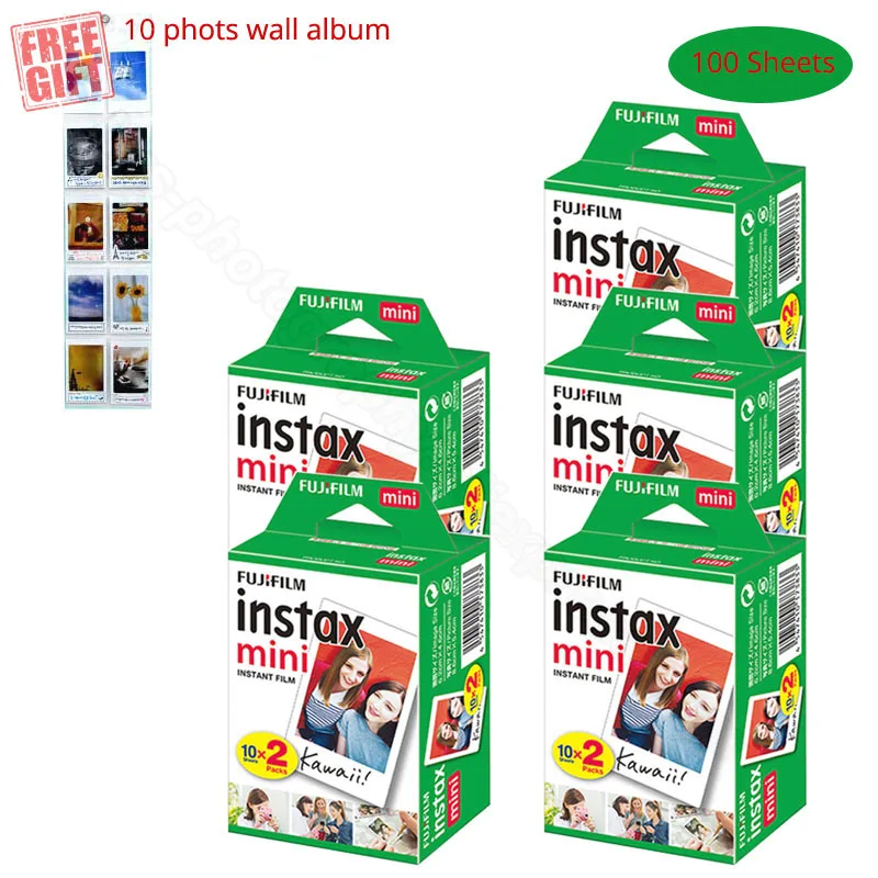 Fujifilm Instax Mini 8 белая пленка бумага+ Бесплатный настенный пакет для Instax Instant Mini 9 8+ 7s 70 90 25 50s камера SP-2 1 принтер - Цвет: 100 sheets-wal album