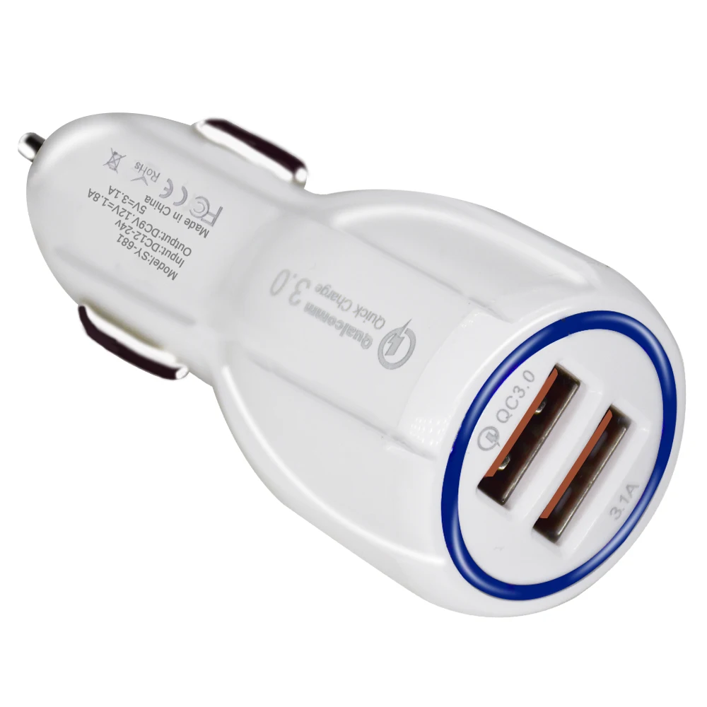 Автомобильное зарядное устройство Quick Charge 3 0 QC адаптер быстрой зарядки двойной USB