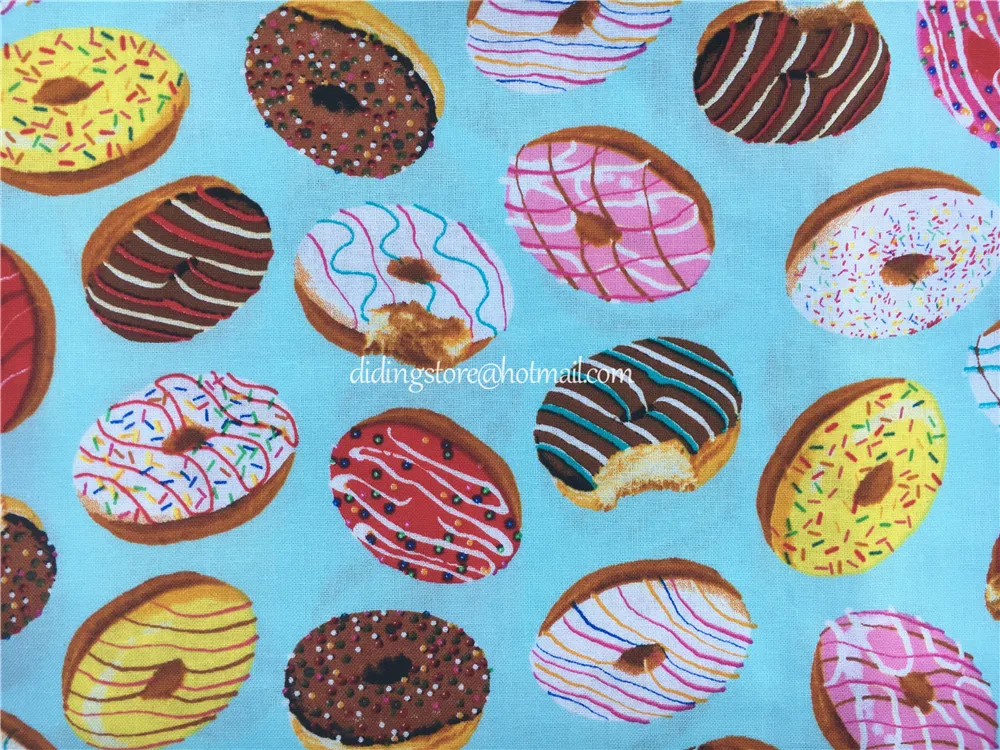 100*110 м мультфильм Макарон пончики десерт лоскутное изделие из хлопчатобумажной ткани хлопок, тильда печатных квилтинга дома для шитья