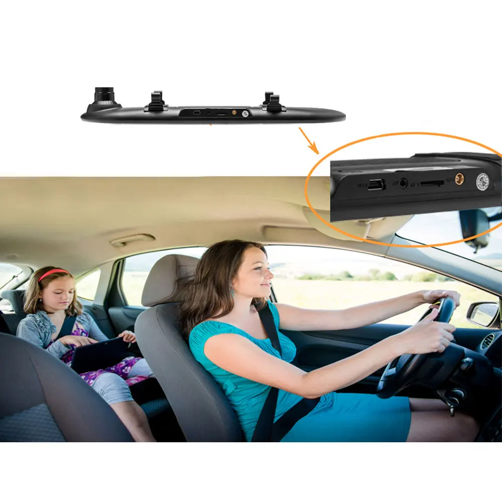  Podofo 7'' Car Dashcam Dual Dashboard Camera Recorder Touch Screen Rear View GPS Bluetooth WIFI And