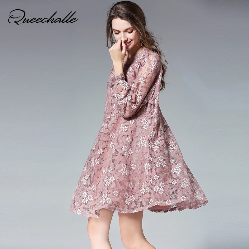 Женское кружевное платье с длинным рукавом размеры XL XXL XXXL 4XL|dress for|dress for womenlace dress |