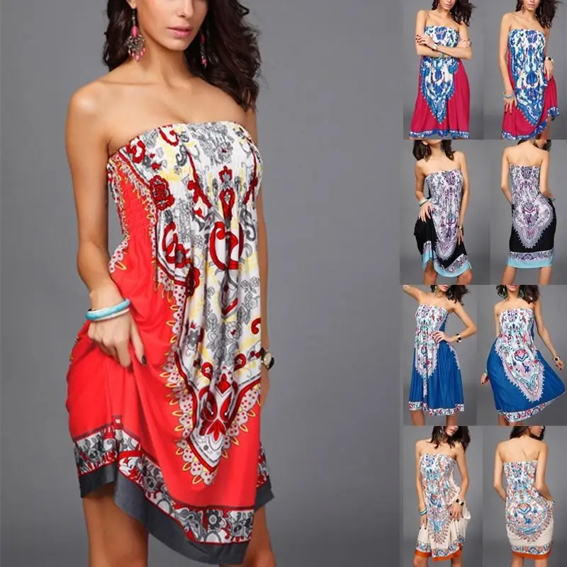  font b Women b font Summer font b Sexy b font Sleeveless Strapless Sundress Beach