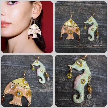 

Miwens ZA Seahorse Dangle Drop Earrings for Women Fashion Jewelry Luxury Rainbow Crystal Statement Pendant Earrings Wholesale