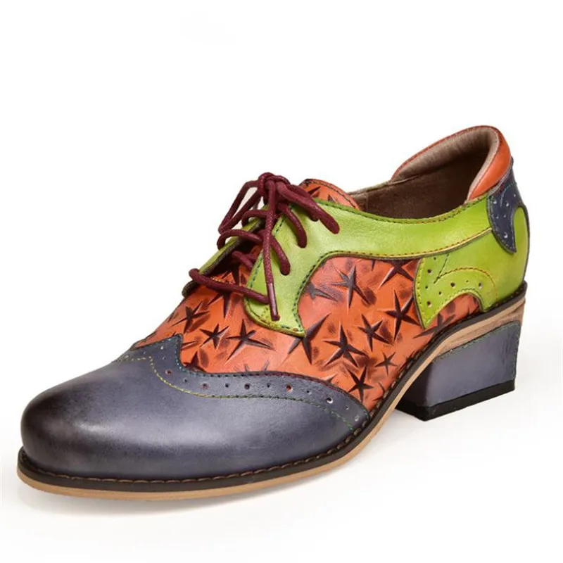 Women's autumn and winter leather shoes single classic retro shoes women's new round head with thick with women's shoes