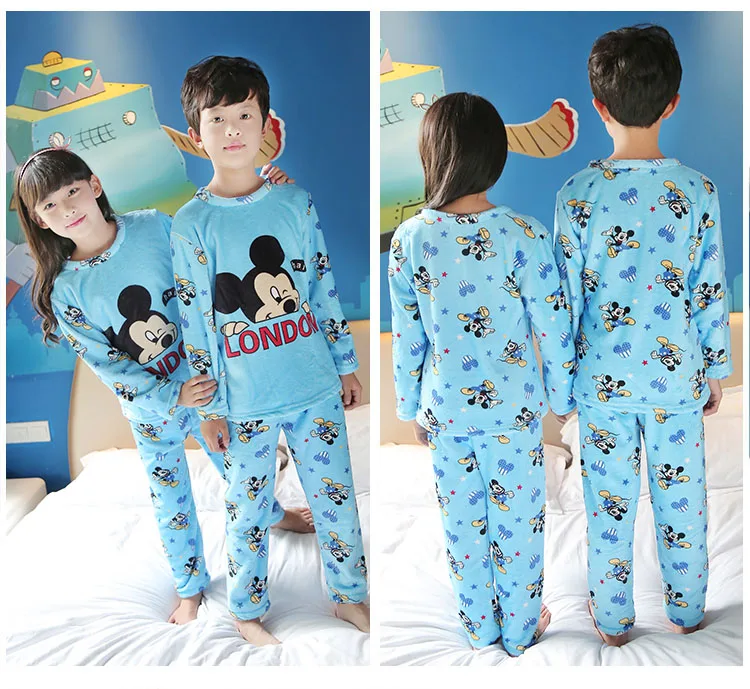 Зимняя детская флисовая Пижама; плотная теплая фланелевая одежда для сна; домашняя одежда для девочек из кораллового флиса; детские пижамы; домашняя одежда; пижамные комплекты