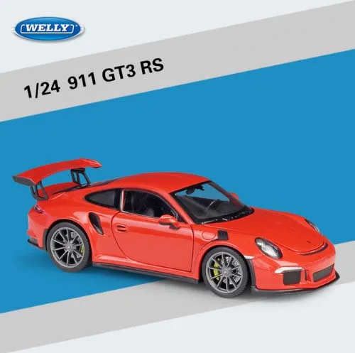 Welly 1:24 Масштаб 911 GT3 RS спортивный автомобиль литой под давлением металлический игрушечный гоночный автомобиль для детей игрушки подарок оригинальная коробка - Цвет: Оранжевый