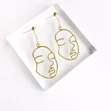 2017 New Arrival Abstract Stylish Hollow Out Face Dangle font b Earrings b font Girls Statement