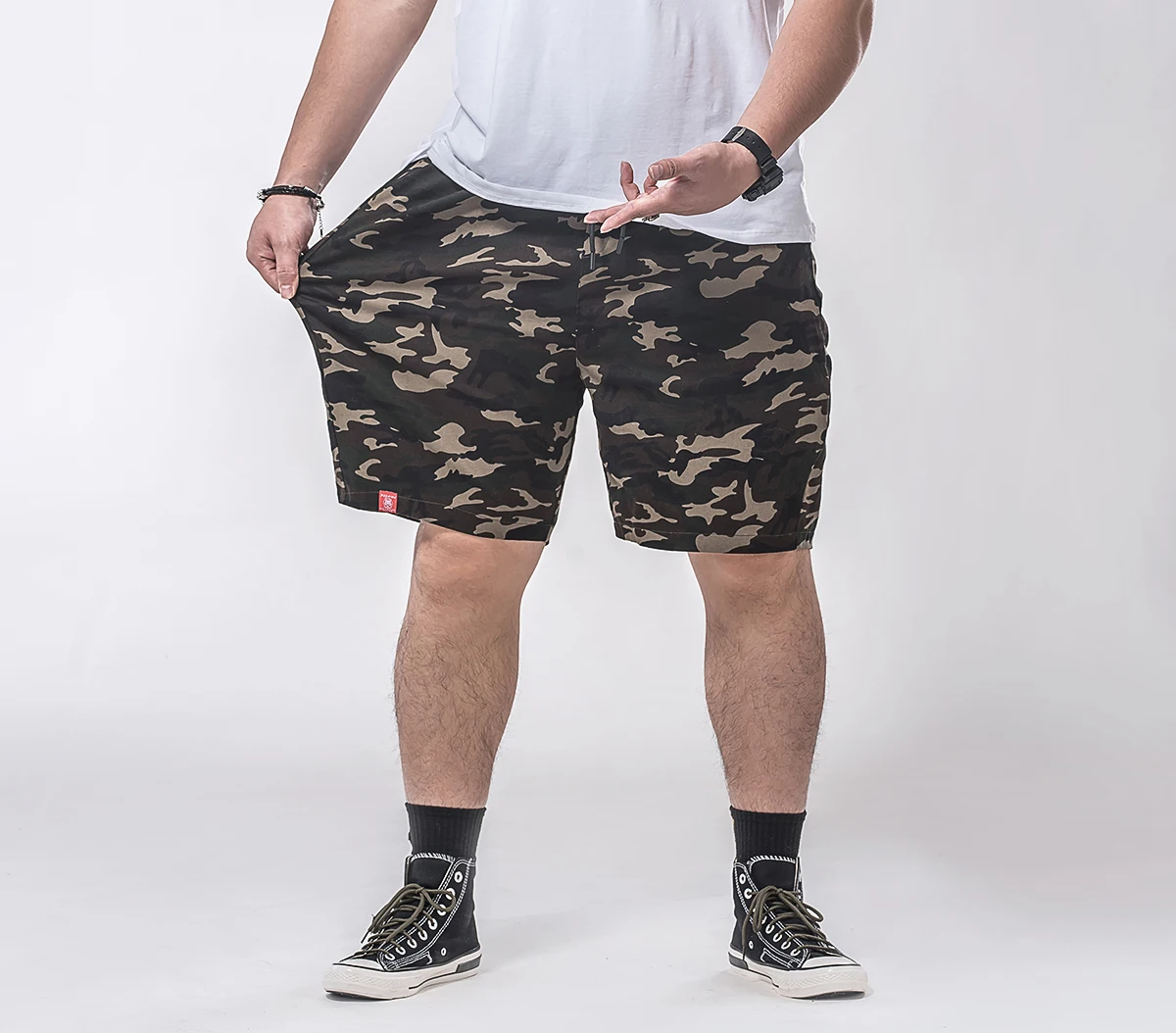 Камуфляжные штаны в стиле милитари, повседневные штаны, мужские летние пляжные шорты, брюки, Новые укороченные брюки, эластичные, размера плюс 7XL