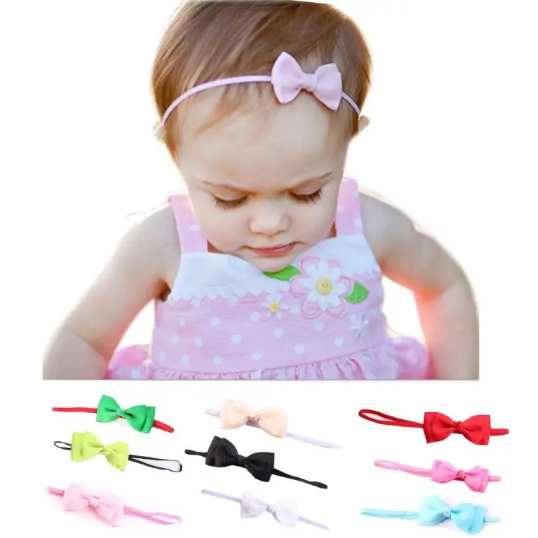 

Baby Unisex Bowknot Headband Baby Hair Accessories Children's candy-colored bow ribbon Ear Elastic Kids Hair Acces