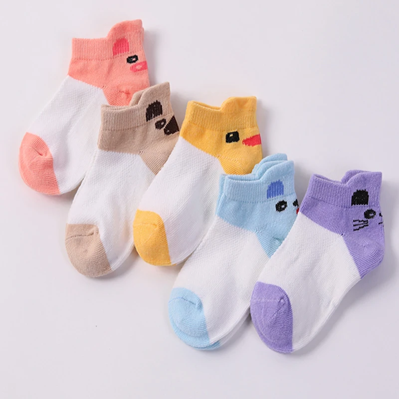 2018 Summer Mesh Style Cotton Baby Boy & Girls Socks Animal cartoon Boat Socks For 1-12 Year Children Socks 5 Pairs/ Lot