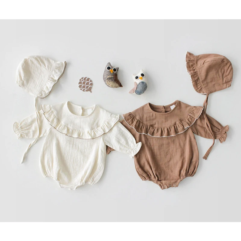 Комплект из 2 предметов, детский комбинезон+ шапочка, коллекция года, весенний цветной комбинезон с длинными рукавами для новорожденных, костюм для игр для маленьких девочек, модная одежда для маленьких девочек