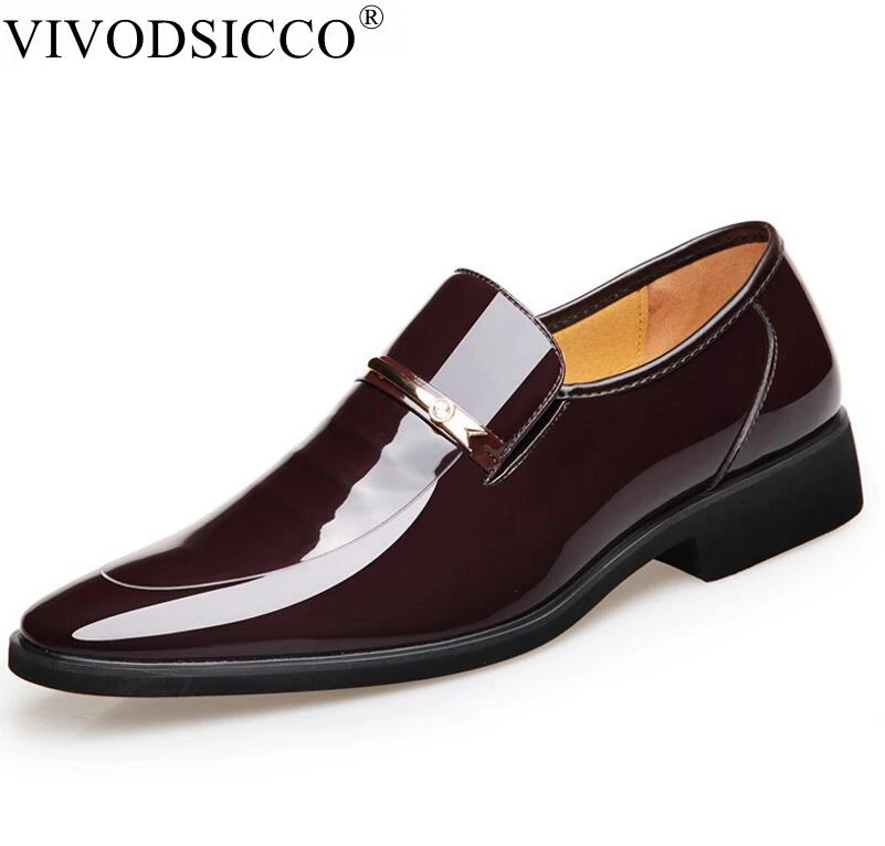 VIVODSICCO Vintage Design Patent Leather Oxford Shoes For Men Dress Shoes Men Formal Shoes Pointed Toe Business Wedding Shoes VIVODSICCO Vintage Design Patent Leather Oxford Shoes For Men Dress Shoes Men Formal Shoes Pointed Toe Business Wedding Shoes