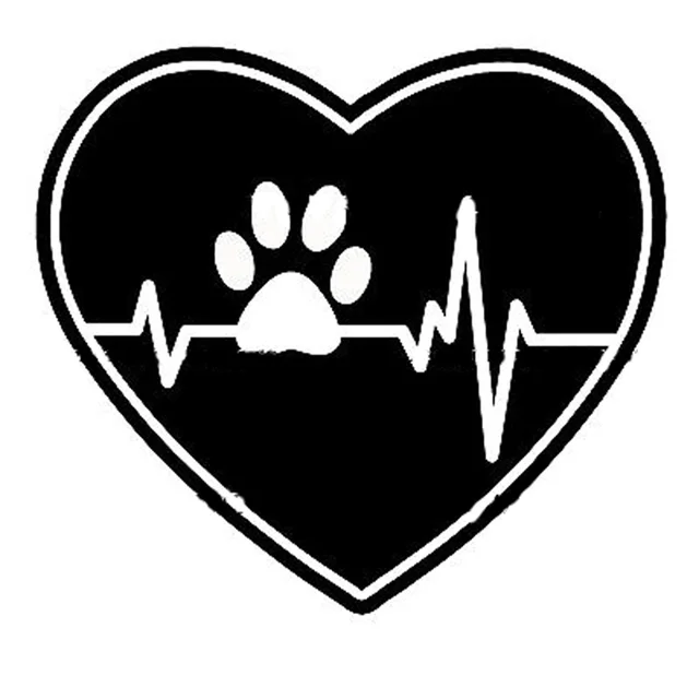 US $1 02 45% OFF|15 5 cm * 14 cm Heart Beat Tim Dog Paw Print Thời Trang Xe Nhãn Dán Màu Đen/Bạc Vinyl Decal S6 3866 trong 15 5 cm * 14 cm