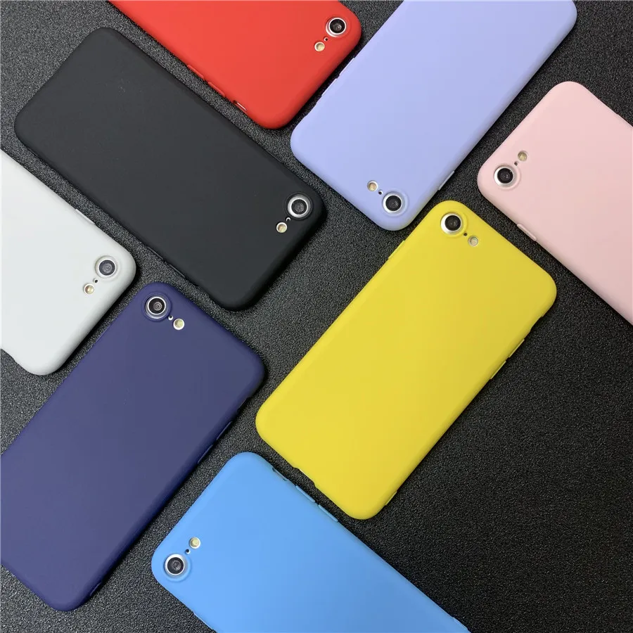 Candy Phone Case For iPhone 8 Case 6 6s 7 Plus Case 5 5s SE Solid Color Soft Matte TPU Back Cover For iPhone XS Case MAX XR X