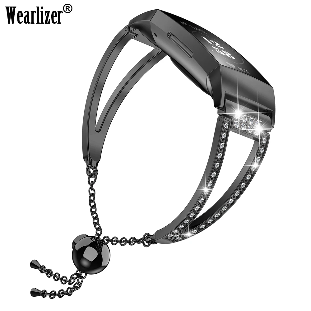 

Crystal Metal Fitbit Charge 3 Band Strap For Fitbit Charge 3 Smart Wristband Replacement Secure Clasp Solid Metal Belt