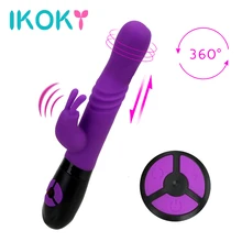 IKOKY Telescopic Rotation Vibrator font b Dildo b font Female Orgasm Clitoris Stimulation 10 speed Adult