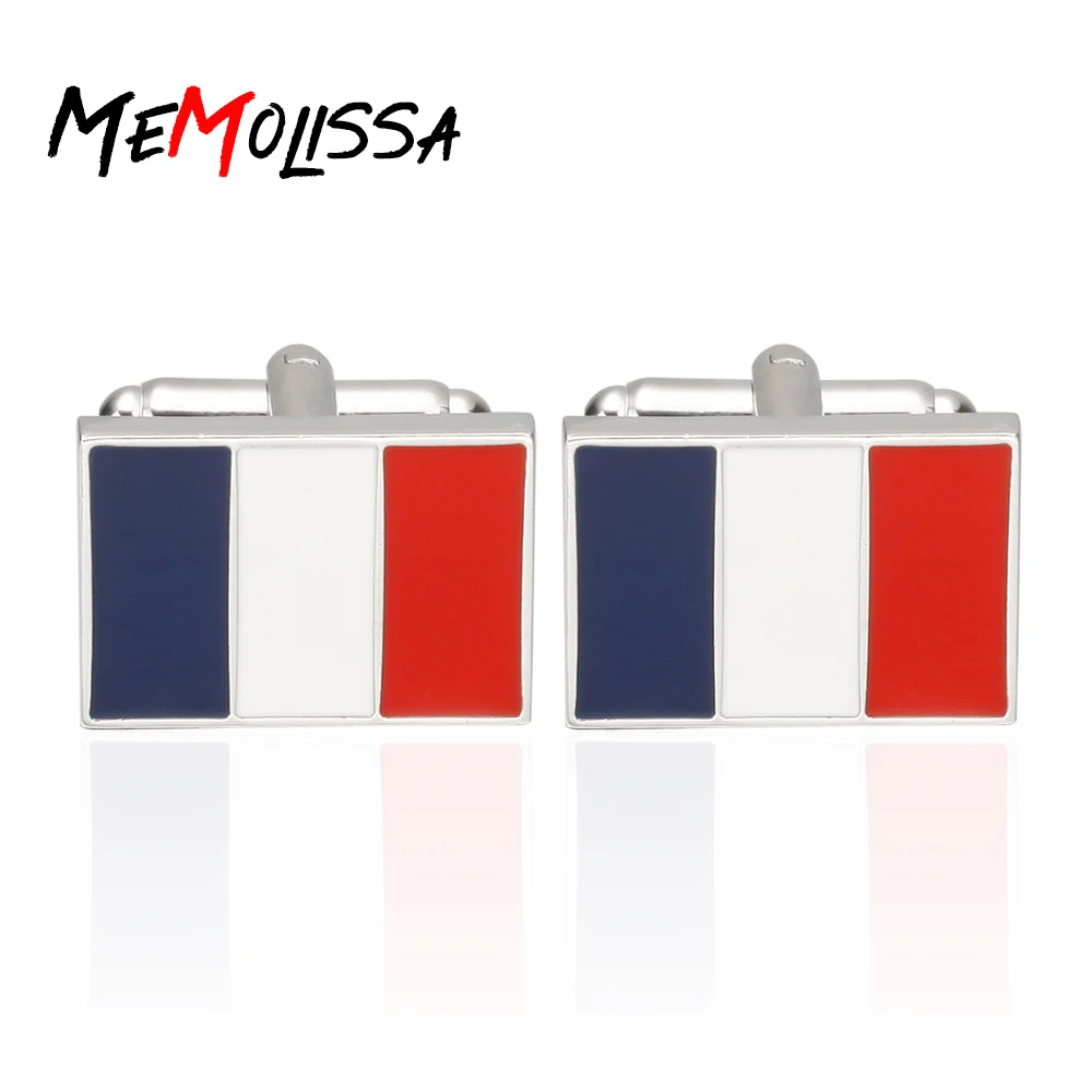 MeMolissa дисплей коробка запонки этнические запонки Французский флаг дизайнерские запонки красный и белый и синий полосы бирка и протирать ткань