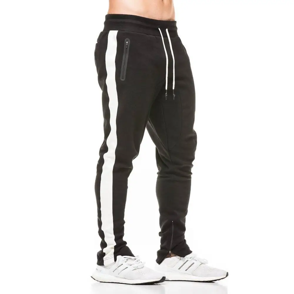 Хлопковые мужские спортивные штаны для бега, новинка, осенние мужские спортивные штаны с принтом, с боковыми полосками, карманами, мужские винтажные спортивные штаны - Color: Zipper style