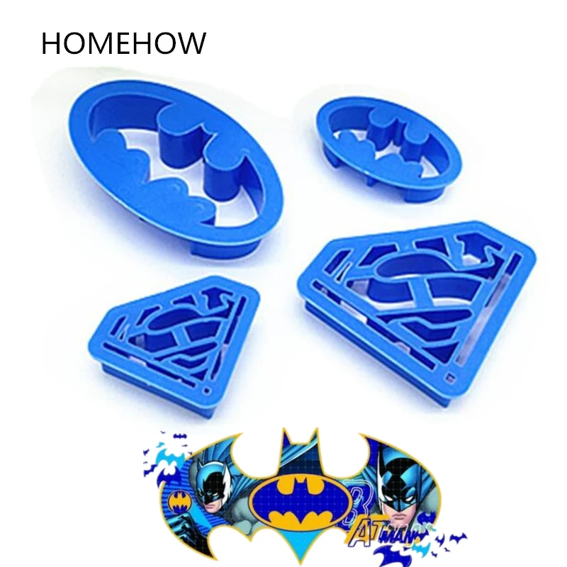 

4PCS/Lot Batman Cookie Cutter Set DIY Pastry Fondant Cutting Tools Batman Figure Cupcake Biscuit Cookie Cutting Mold For Deco