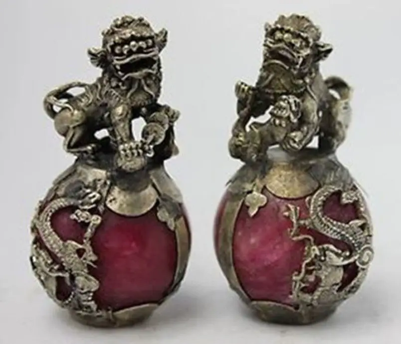 

Vintage Chinese Handmade Carved Dragon Armoured Old Jade Kirin Statue